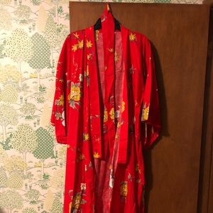 Japanese cotton floral robe with belt
